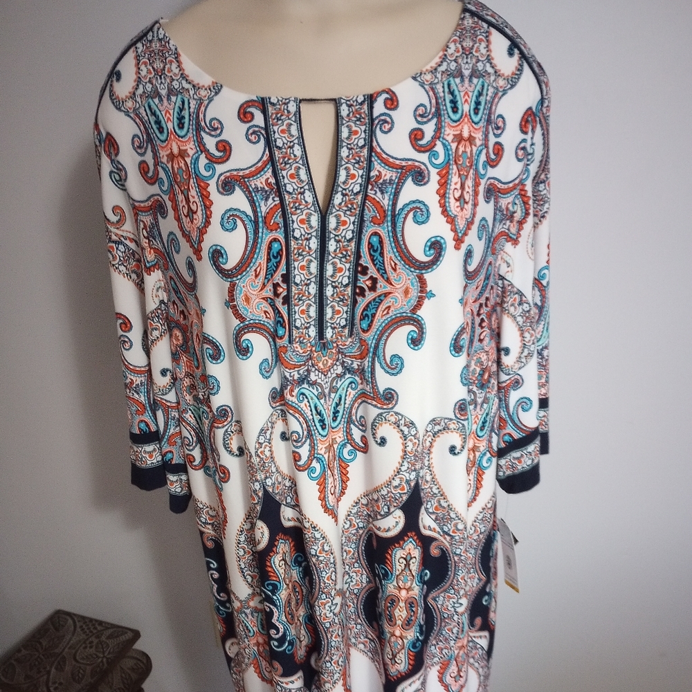 Sandra Darren White Print Casual Dress - NWT - Size 16W